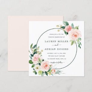 Invitación Boda Rubor Pink Bloom Square