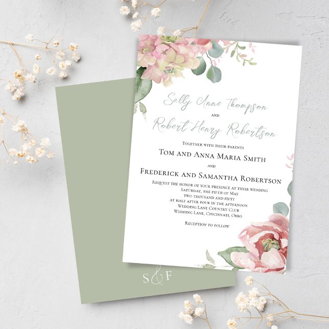 Invitación Boda Rubor Pink Floral Classic (Elegant floral wedding invitations. )