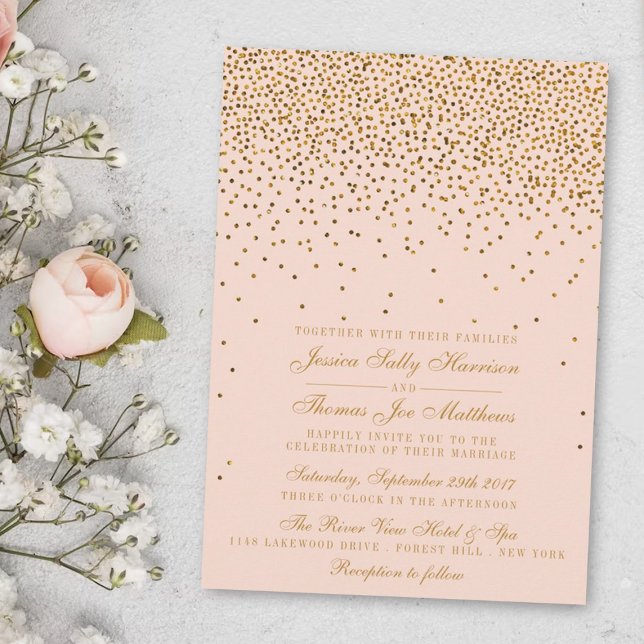 Invitación Boda Rubor Pink & Gold Confetti (Subido por el creador)