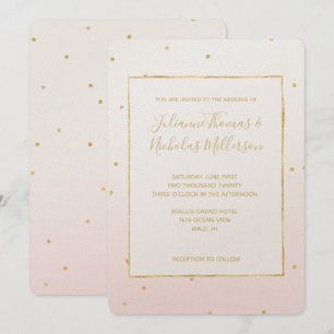 Invitación Boda Rubor Pink Gold Confetti Sparkle Ombre