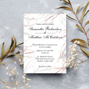 Invitación Boda Rubor y Grey Flourids