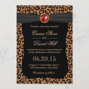Invitación Boda Ruby Gemstone de Lujo Leopardo