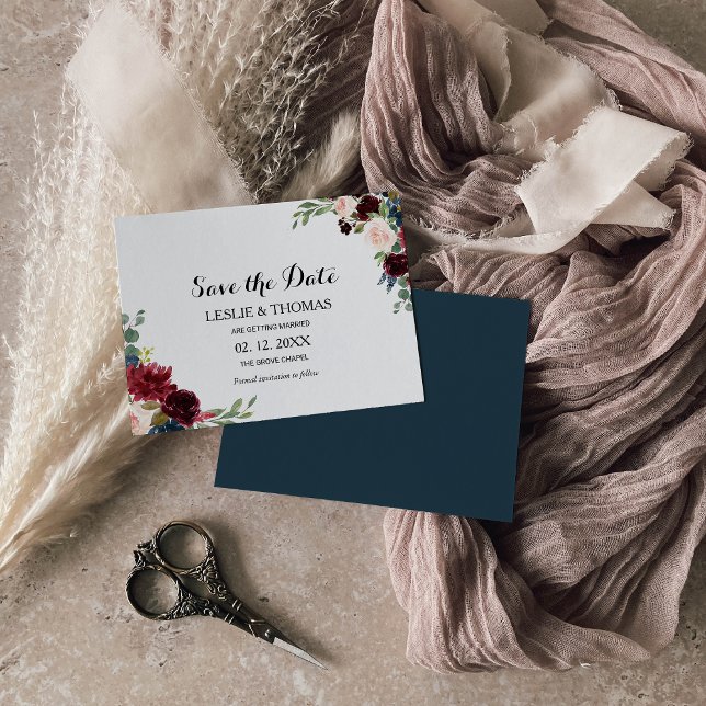 Invitación Boda ruidosa de Borgoña en otoño salva la fecha (Subido por el creador)