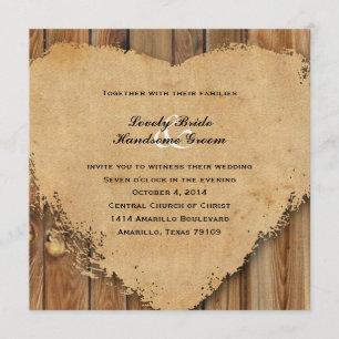 Invitación Boda rural estilo Madera del Corazón Rústica
