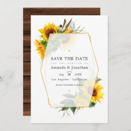 Invitación Boda rural rústica de girasol geométrico