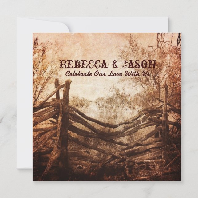Invitación boda rural rústico occidental (Anverso)