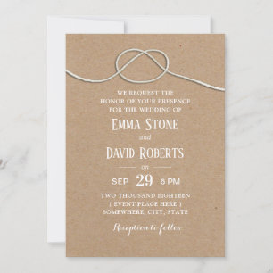 Invitación Boda ruso atando el Knot Vintage Kraft