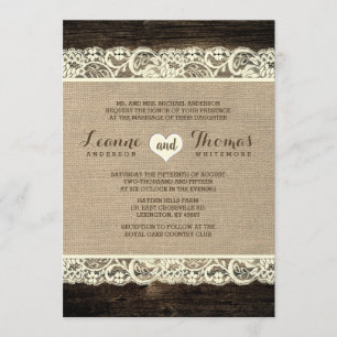 Invitación Boda ruso Cabezal de madera de paja y Burlap