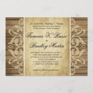 Invitación Boda ruso de filigrí de madera  marrón