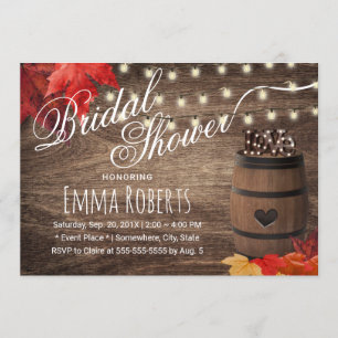 Invitación Boda ruso de otoño, barril de vino, ducha de novia