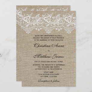 Invitación Boda ruso de yute y encaje