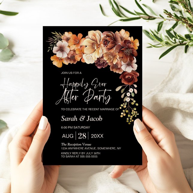 Invitación Boda ruso floral negro tras Fiesta (Subido por el creador)
