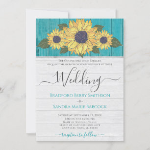 Invitación Boda ruso girasol amarillo Verde azulada gris made