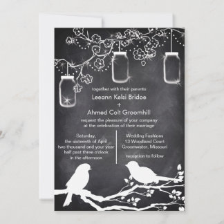 Invitación Boda ruso Mason Jar Chalkboard Lovebirds