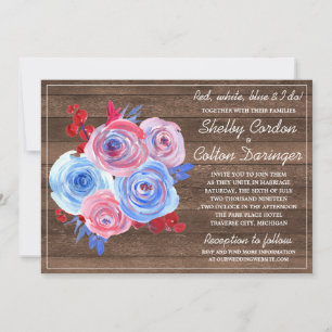 Invitación Boda ruso patriótico floral 4 de julio