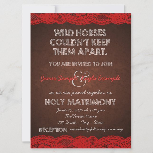 Invitación Boda ruso rojo y marrón (Anverso)