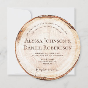 Invitación Boda ruso Wood Cut WI Sitio web del código QR