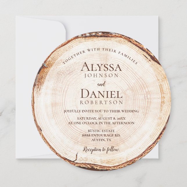 Invitación Boda ruso Wood Tree Bark Personalizado nombres com (Anverso)