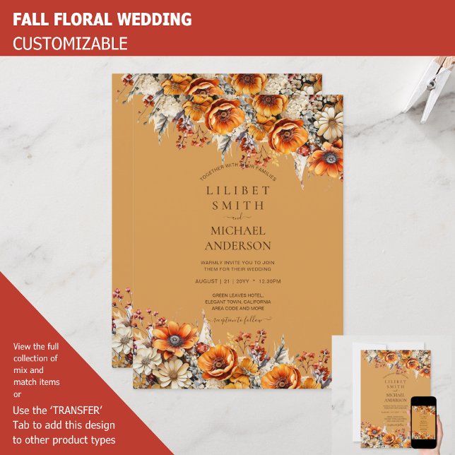 Invitación Boda Rustic Barn | Naranja Quemado Otoño (Subido por el creador)