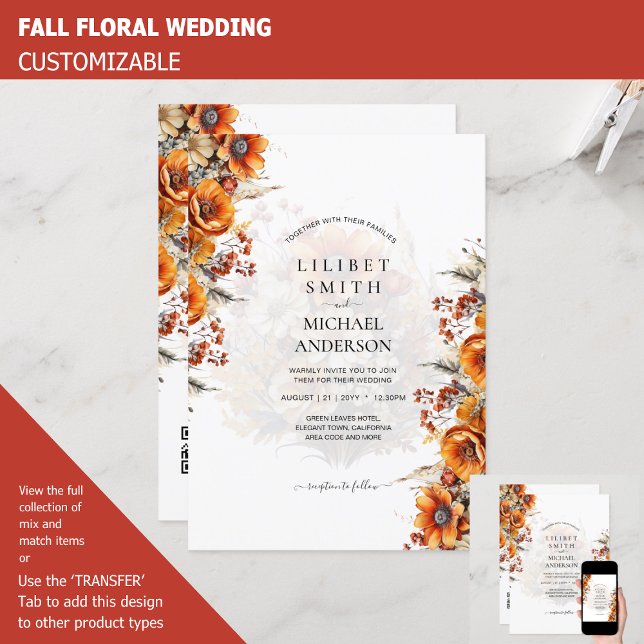 Invitación Boda Rustic Barn | Naranja Quemado Otoño (Subido por el creador)