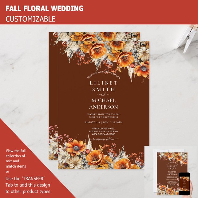 Invitación Boda Rustic Barn | Naranja Quemado Otoño (Subido por el creador)
