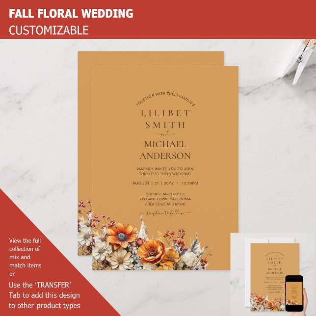 Invitación Boda Rustic Barn | Naranja Quemado Otoño (Subido por el creador)