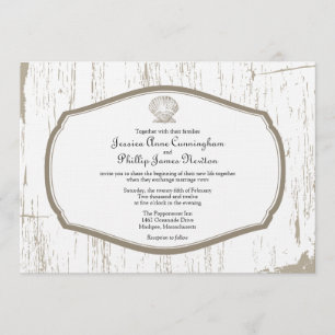 Invitación Boda Rustic Beach con cubierta de vieira