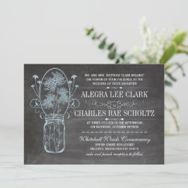 Invitación Boda Rustic Blue Mason Jar Chalkboard