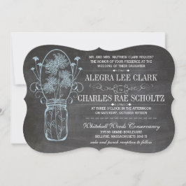 Invitación Boda Rustic Blue Mason Jar Chalkboard