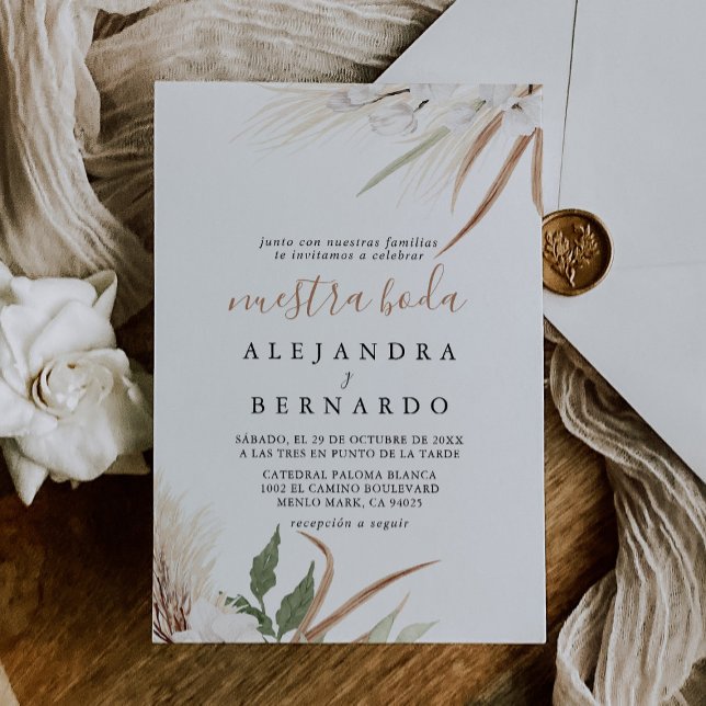 Invitación Boda Rustic Boho Simple Floral Nuestra Boda (Subido por el creador)