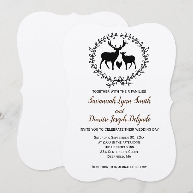 Invitación Boda Rustic Deer Kraft (Anverso / Reverso)