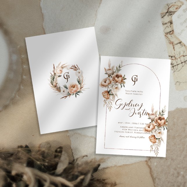 Invitación Boda Rustic Dread Floral Pampas (Subido por el creador)