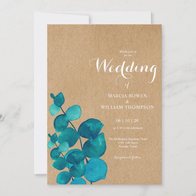 Invitación Boda Rustic Eucalyptus Woodland (Anverso)
