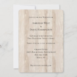 Invitación Boda Rustic Faux Cream White Wood