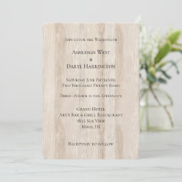Invitación Boda Rustic Faux Cream White Wood