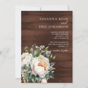 Invitación Boda Rustic Floral Wood