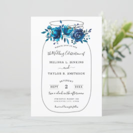 Invitación Boda Rustic Indigo Peony Mason Jar