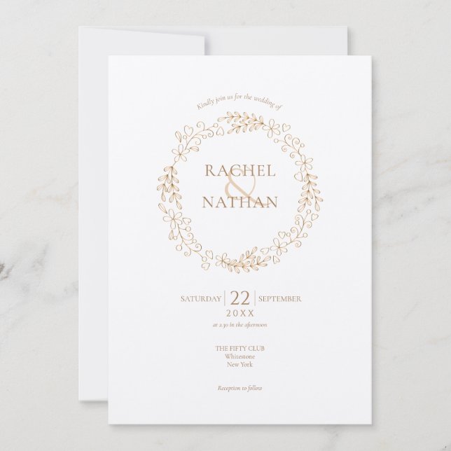 Invitación Boda Rustic Laurel Garland (Anverso)