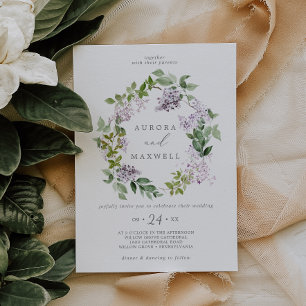 Invitación Boda Rustic Lilac Wreath