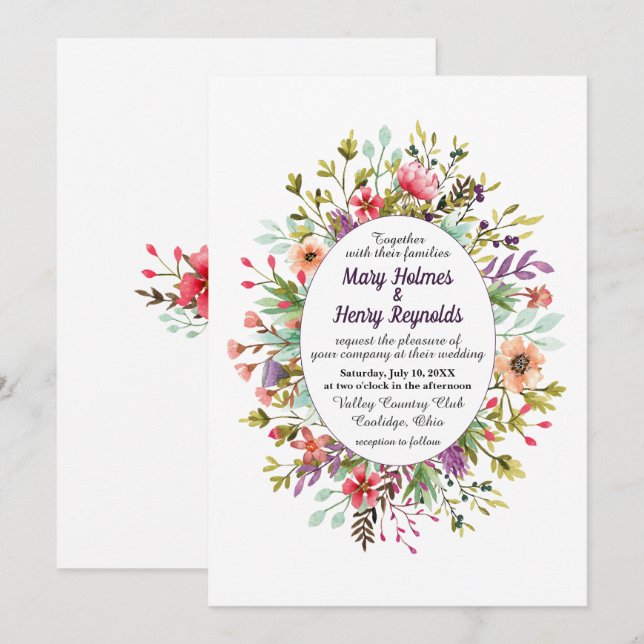 Invitación Boda Rustic Mountain Meadow Wildflowers (Anverso / Reverso)