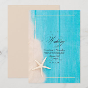 Invitación Boda Rustic Starfish and Ocean Vibes Beach