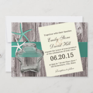 Invitación Boda Rustic Starfish & Mason Jar Beach