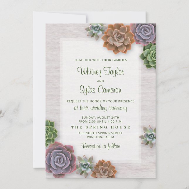 Invitación Boda Rustic Succulens (Anverso)