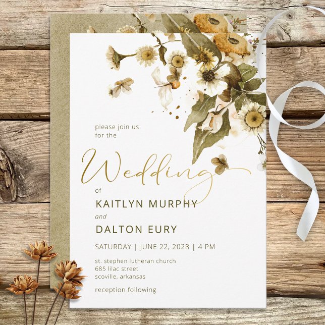 Invitación Boda Rustic Summer Wildflowers & Daisies (Subido por el creador)