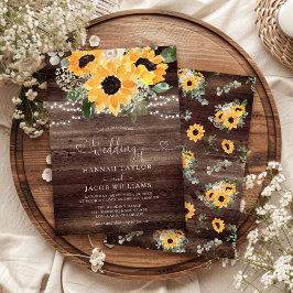 Invitación Boda Rustic Sunflower Barn Wood