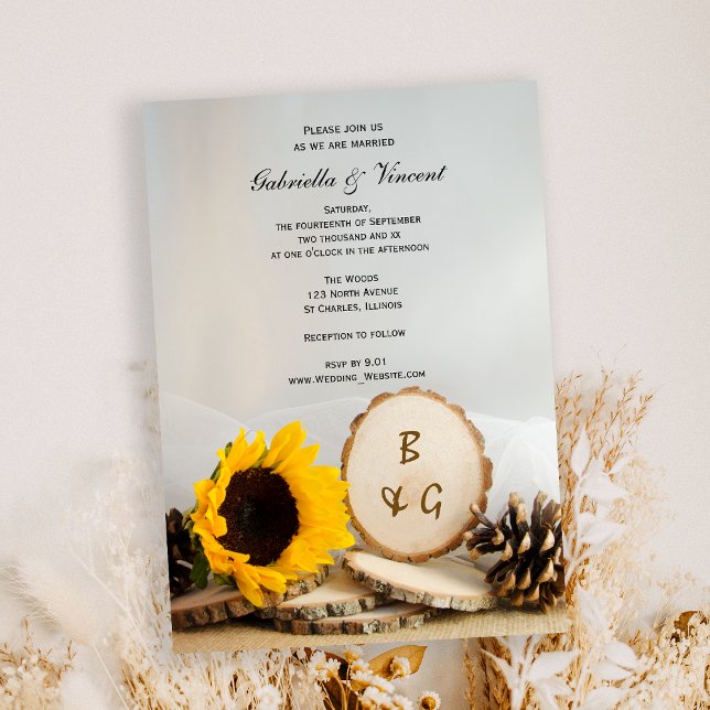 Invitación Boda Rustic Sunflower Natural Woods (Subido por el creador)