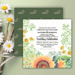 Invitación Boda Rustic Sunflowers Wildflowers
