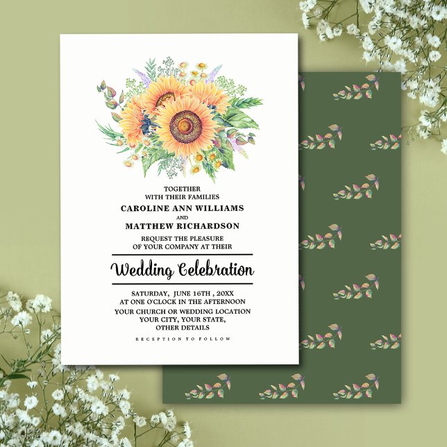 Invitación Boda Rustic Sunflowers Wildflowers (Subido por el creador)