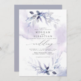 Invitación Boda Rustic Watercolor Greenery Violet