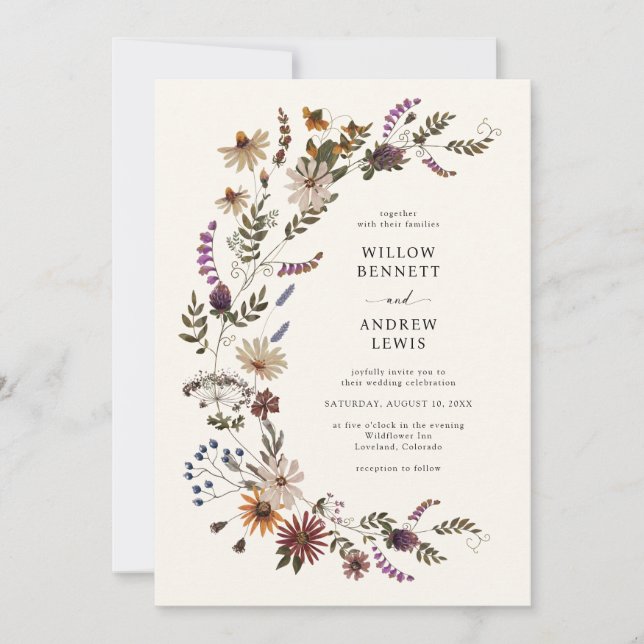 Invitación Boda Rustic Wildflowers (Anverso)